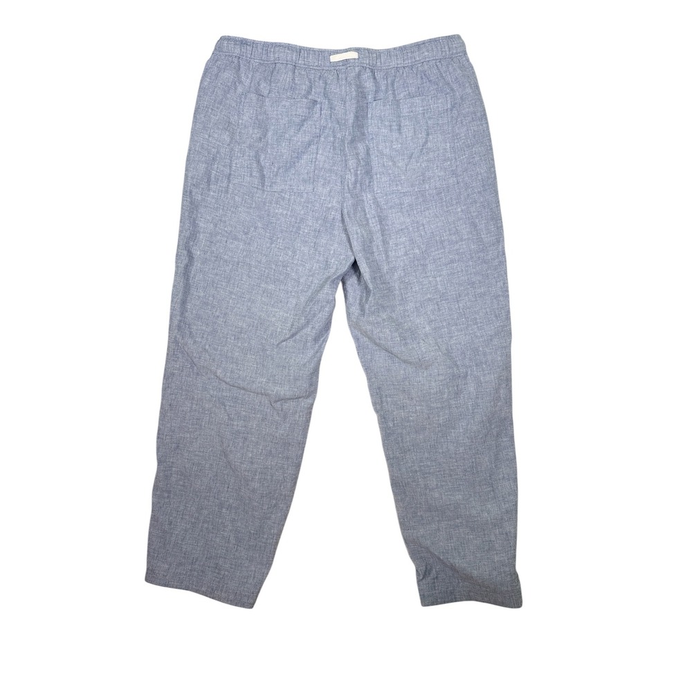 Orvis Linen Blend Pants Drawstring Light Blue Chambray Straight Leg Women Large - Picture 3 of 13